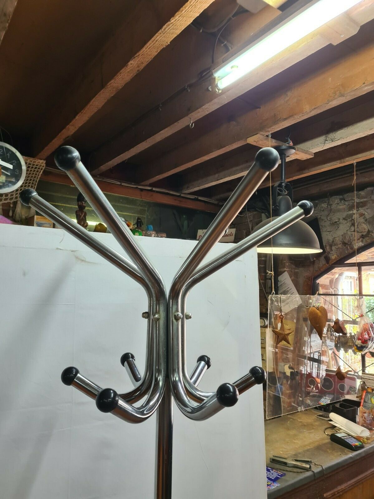 vintage parrot coat rack in chrome iron