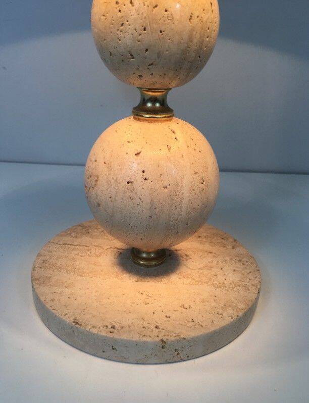 Travertine and brass lamp
