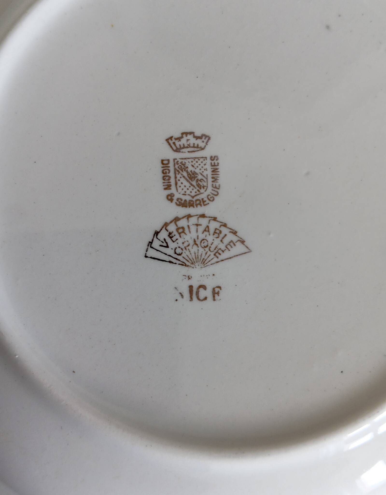 21 Digoin Sarreguemines porcelain soup plates, Nice model