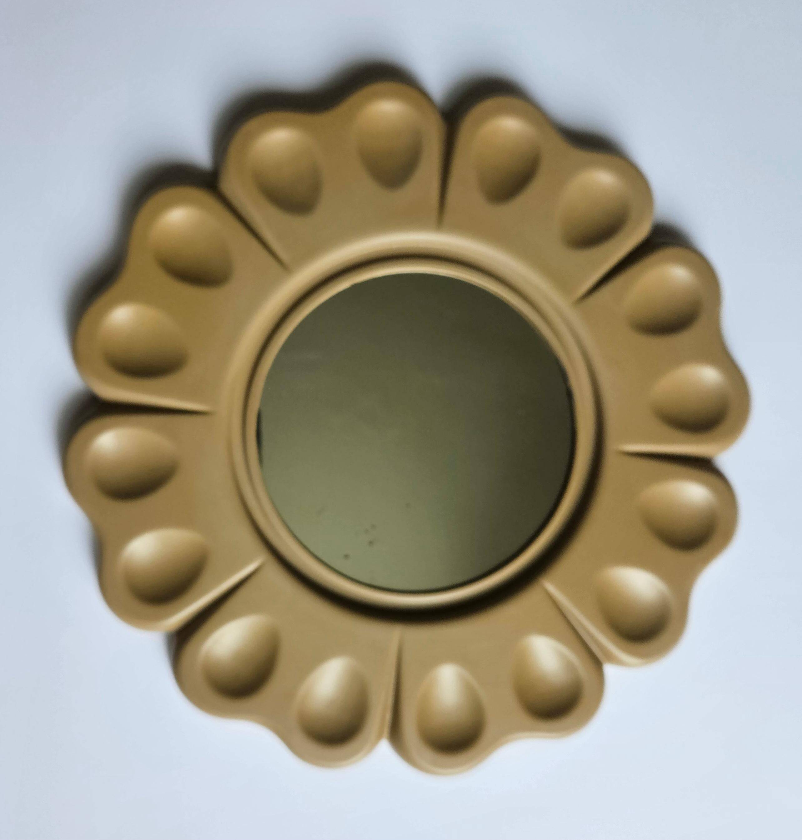 Rare Midcentury Flower Wall Mirror, Italy, 1970s