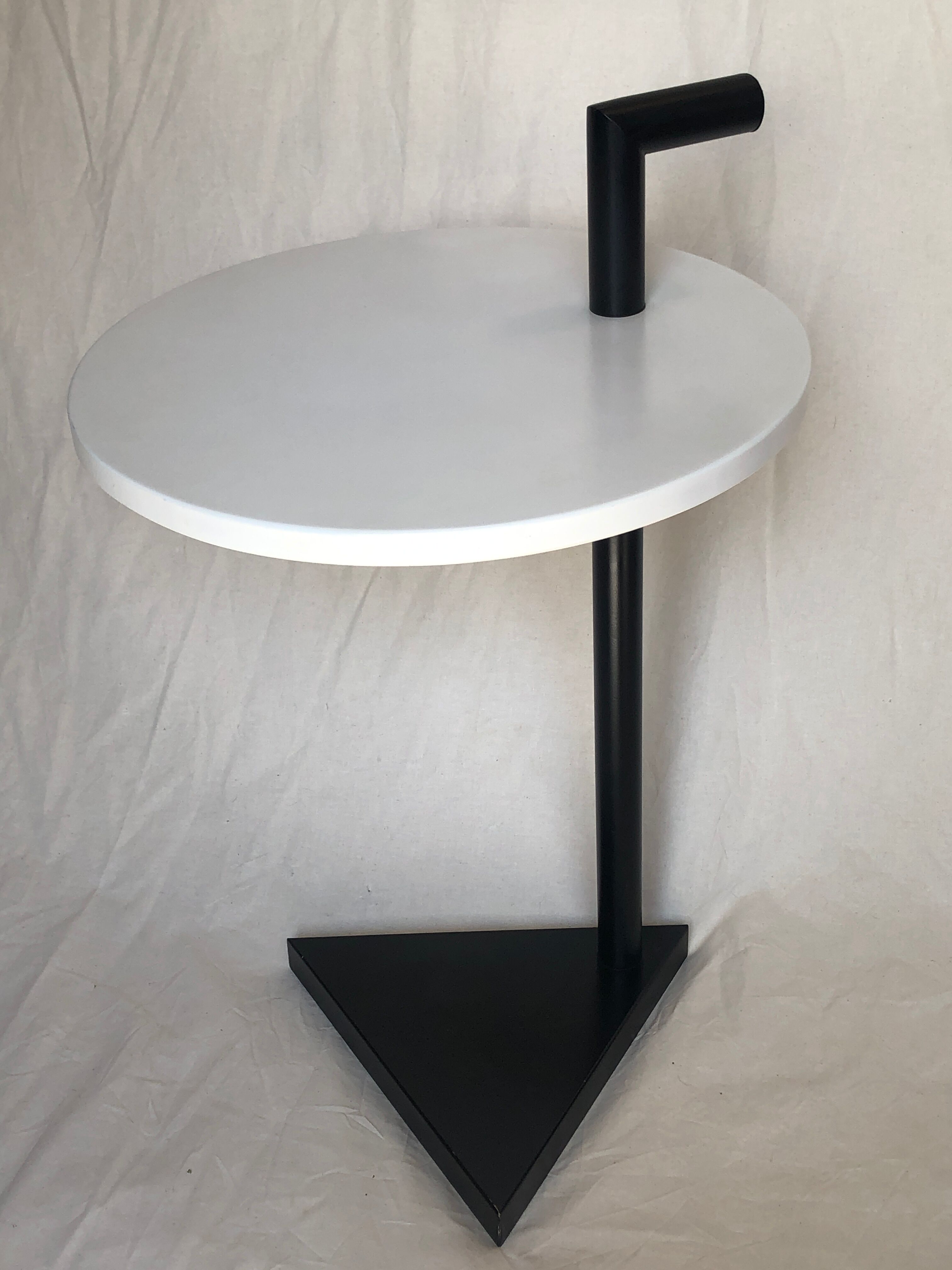 80s side table, black & white geometric shapes