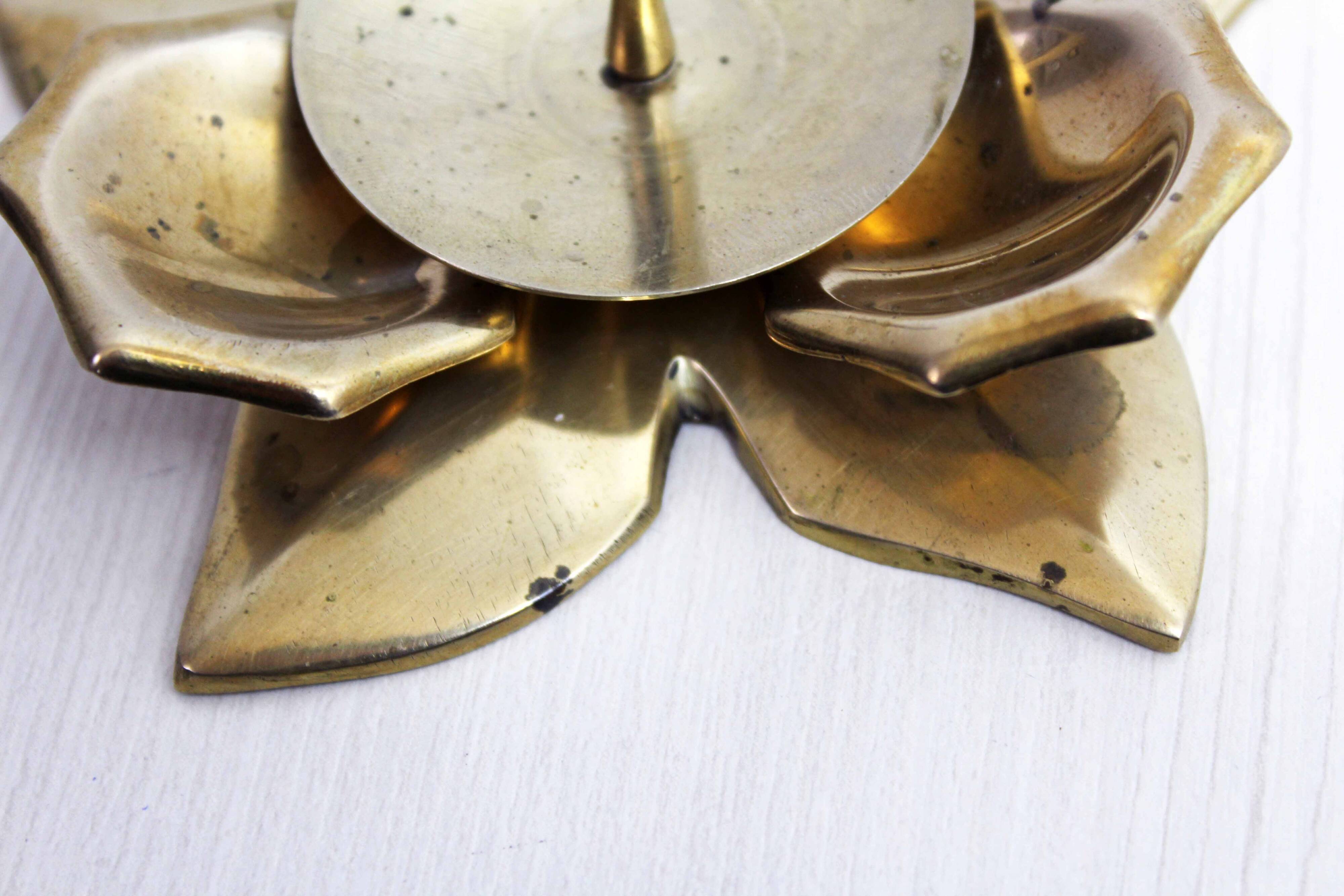 Brass flower candle holder