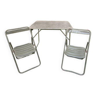 Verhaeghe vintage military set 1 table + 2 chairs