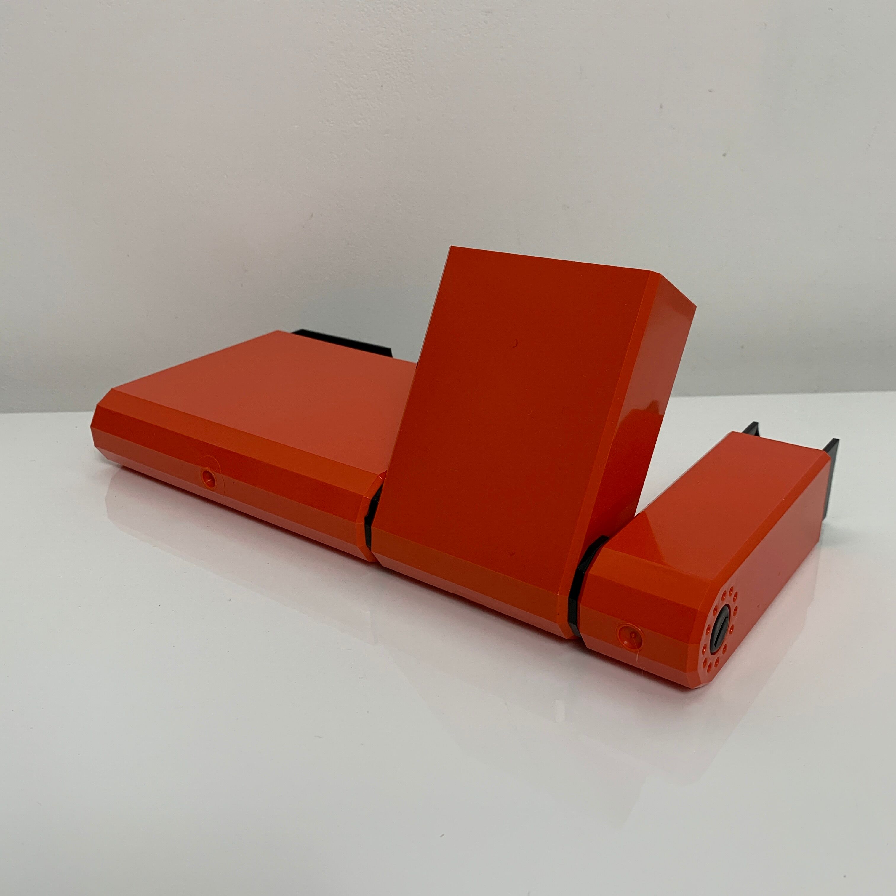 Office organizer pencil pot Facetta vintage plastic orange design