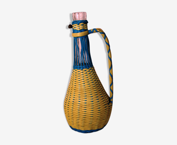 Carafe scoubidou bleue et beige