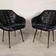 Vintage black skai armchairs