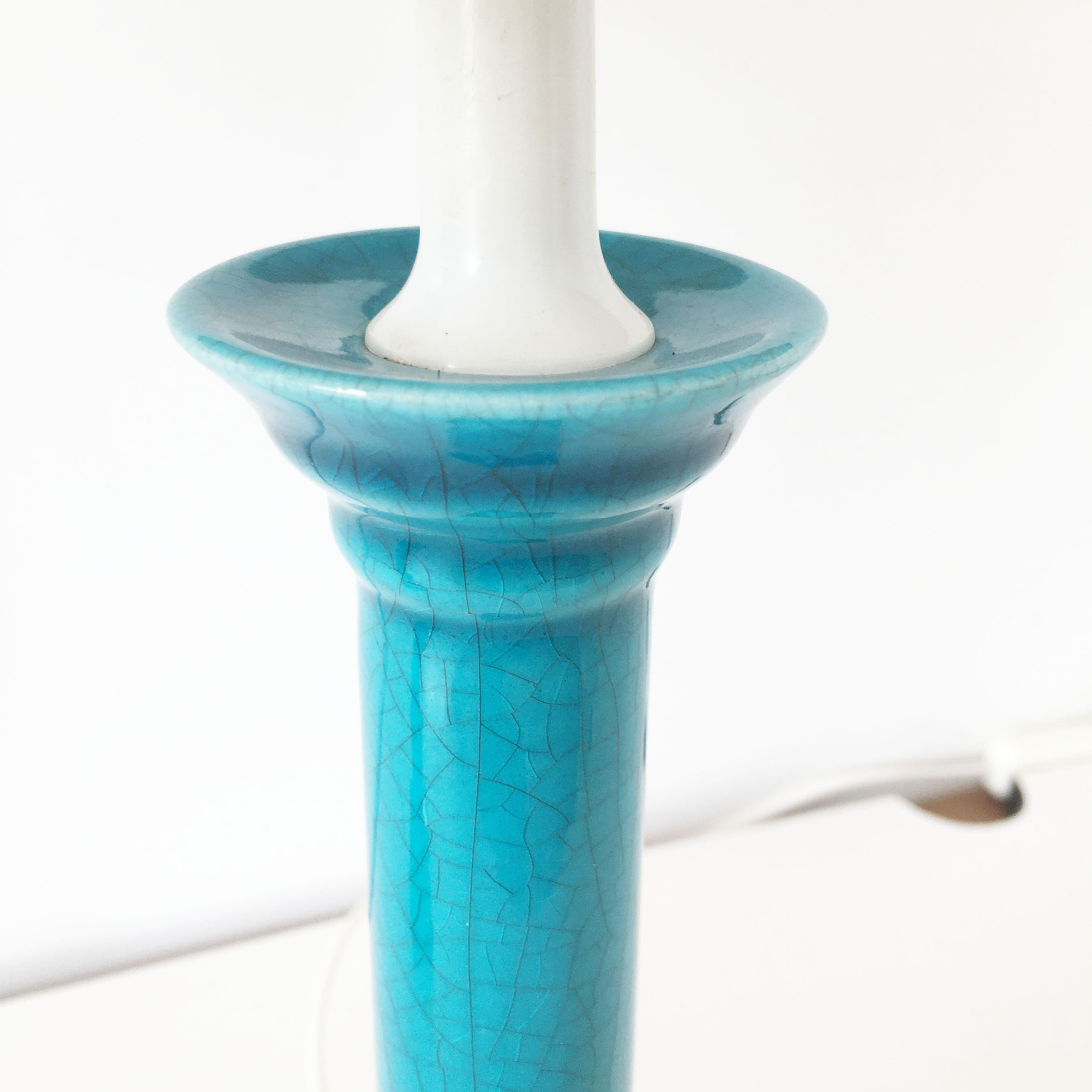 Pair of turquoise ceramic lamps