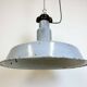 Large industrial midcentury grey enamel factory lamp, 1950s