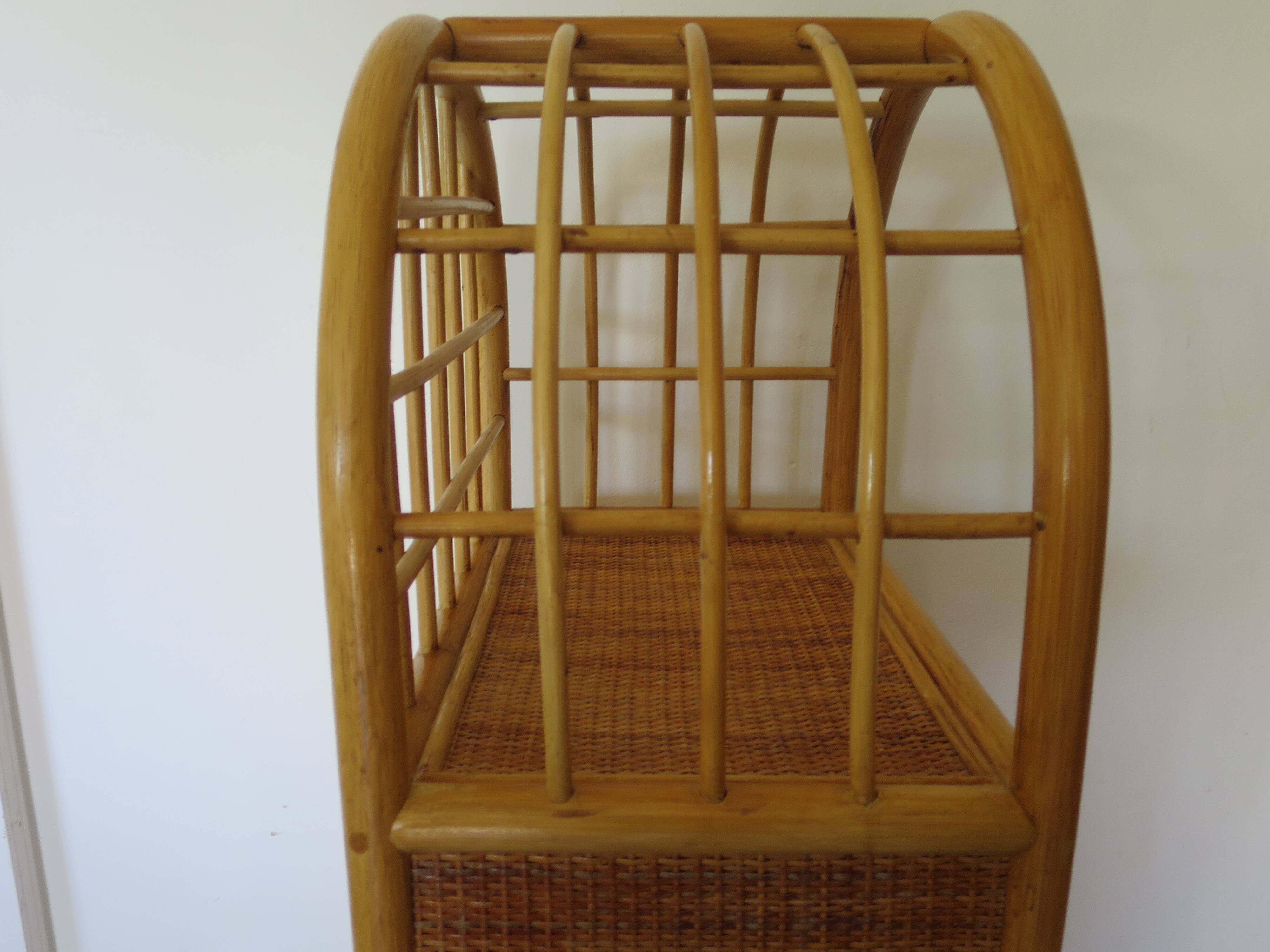 Vintage Library - 2 drawers - Woven rattan cupboard - 1980s - natural