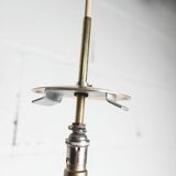 1960s Holophane Ball Pendant Chandelier, Thick Glass, 30 cm, and Vintage Brass