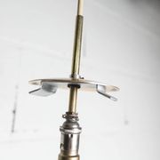 1960s Holophane Ball Pendant Chandelier, Thick Glass, 30 cm, and Vintage Brass