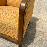Art deco armchair in wood and fabric