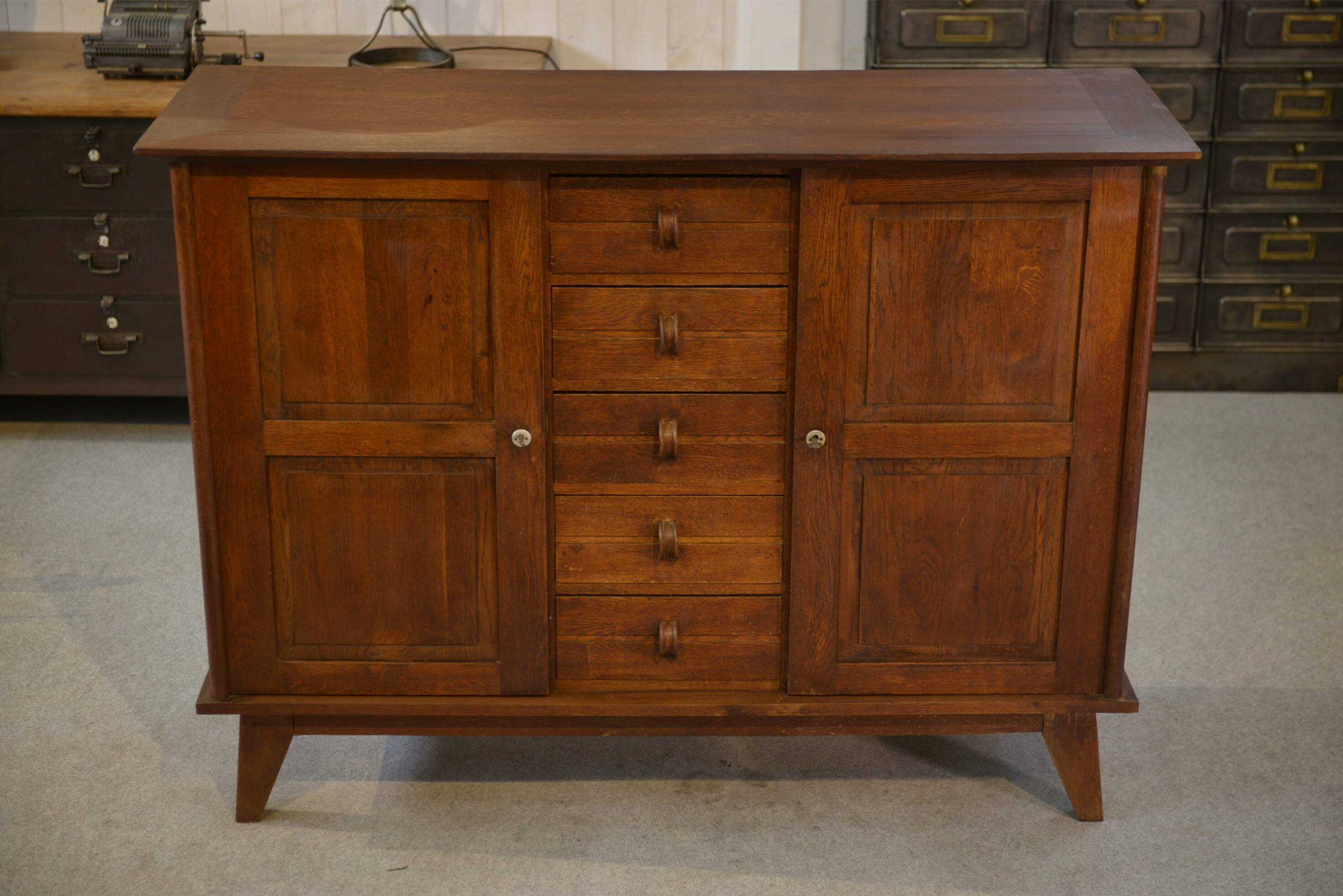 Oak buffet reconstruction by René Gabriel 1940s