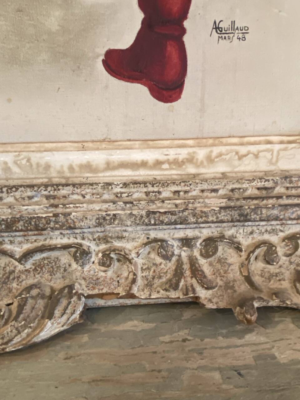 Tableau ancien, danse folklorique, A. Guillaud (1948)