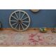 1970s Vintage Turkish Handmade Wool & Cotton Pink Runner Rug 100X349