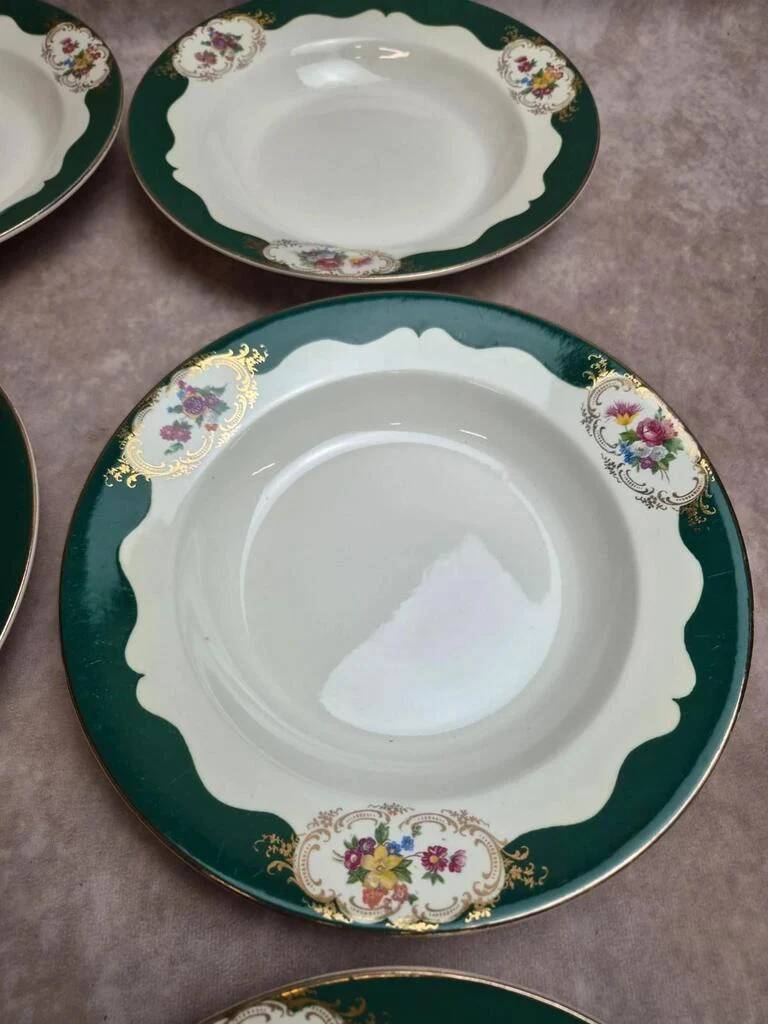 Set of 7 deep plates Digoin Sarreguemines Champagne – Opaque porcelain – Vintage ironstone
