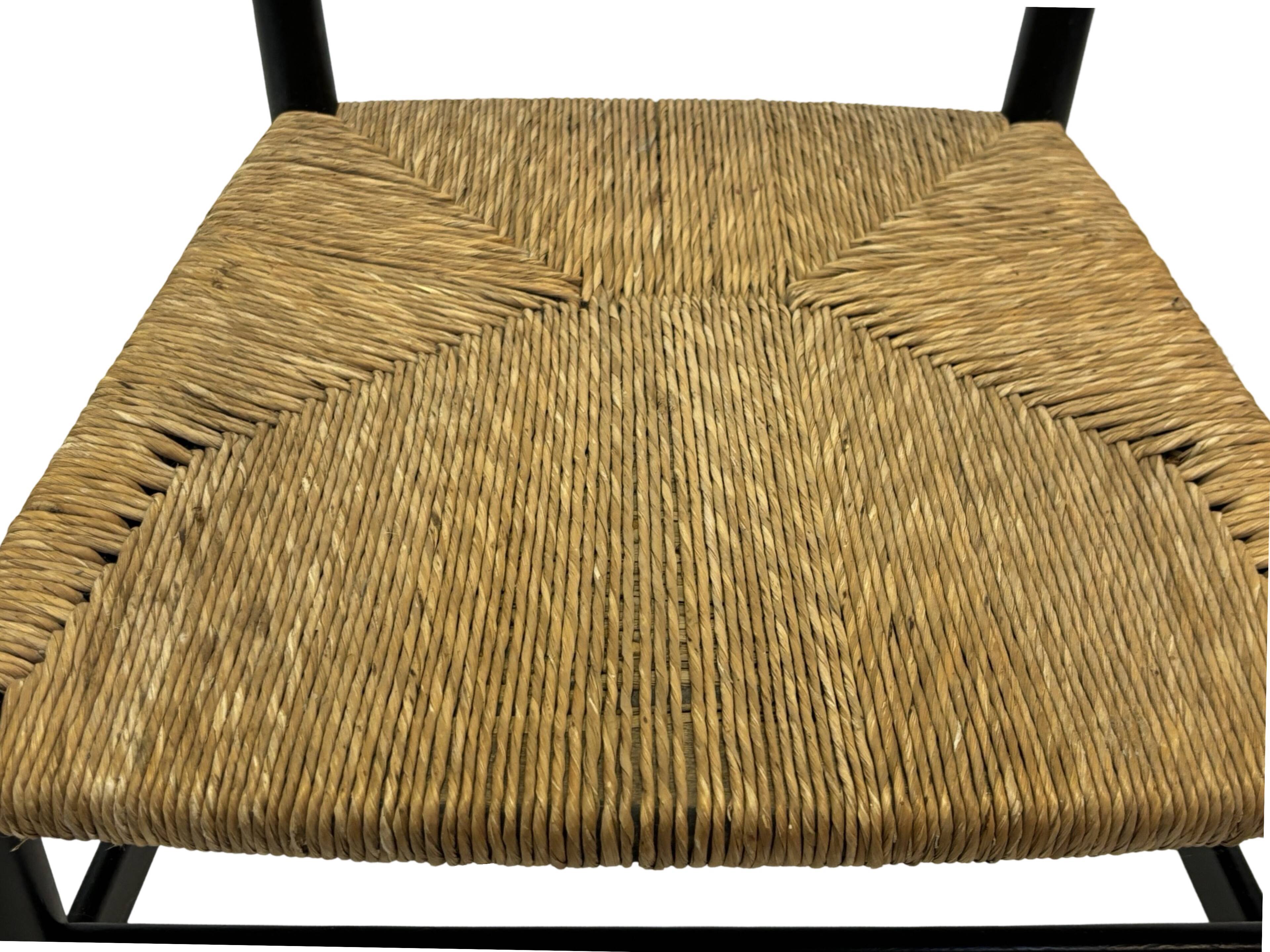 Vintage Italian rush seated chair, 1950s design minimalist