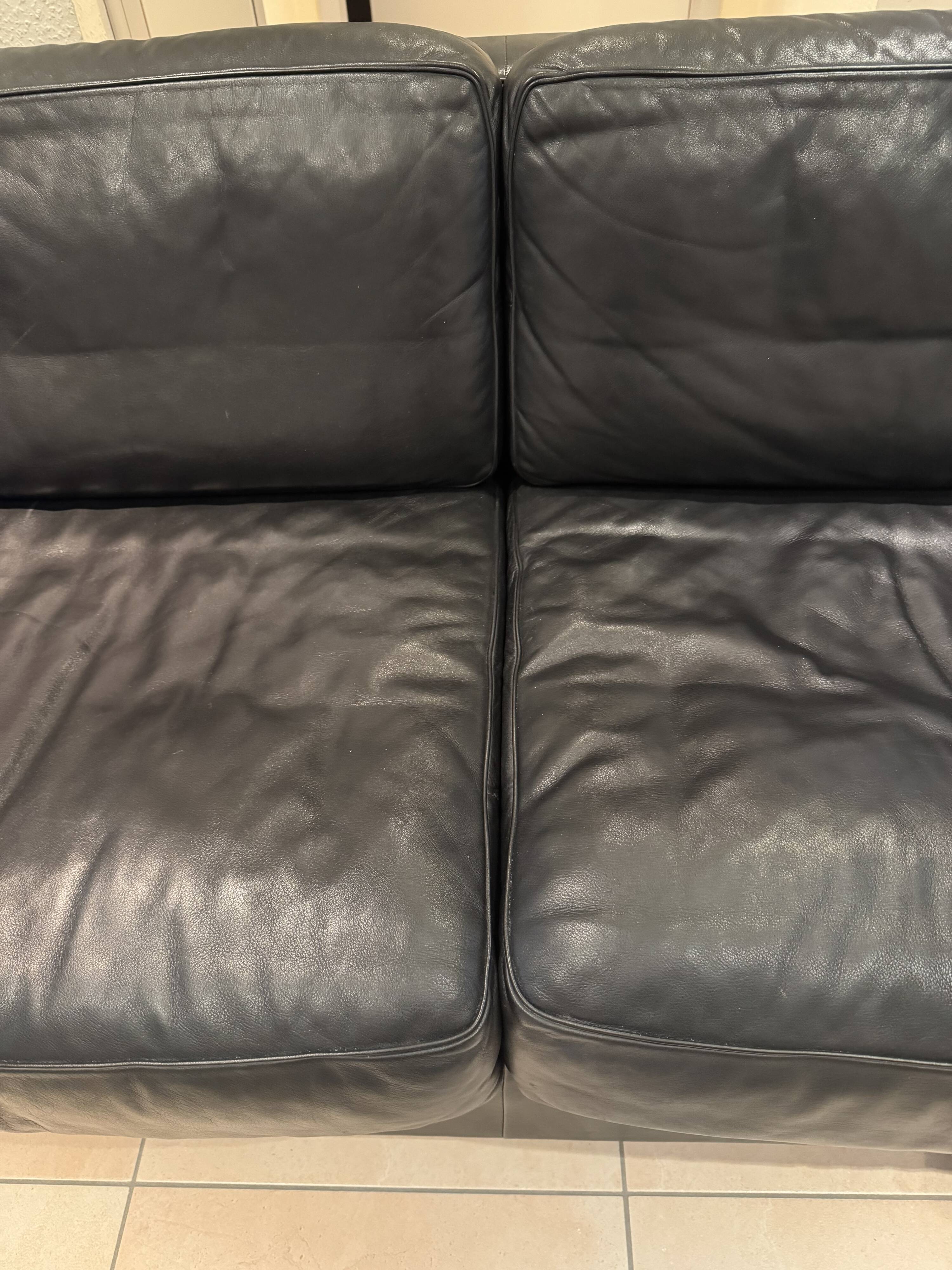 Black leather sofa by Sede – Design by Andrée Putman – 1990s