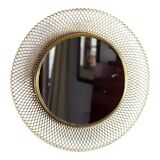 Vintage round mirror in gilded metal