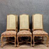 Set of 6 Louis XV chairs with high backs in whitewashed wood circa 1900