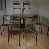 Set of 8 stackable 1950 metal chairs