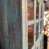 Buffet vitré en teck laqué bleu