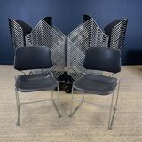 Lot of 39 Matrix T.Tolleson for Krueger chairs black and chrome 70s USA