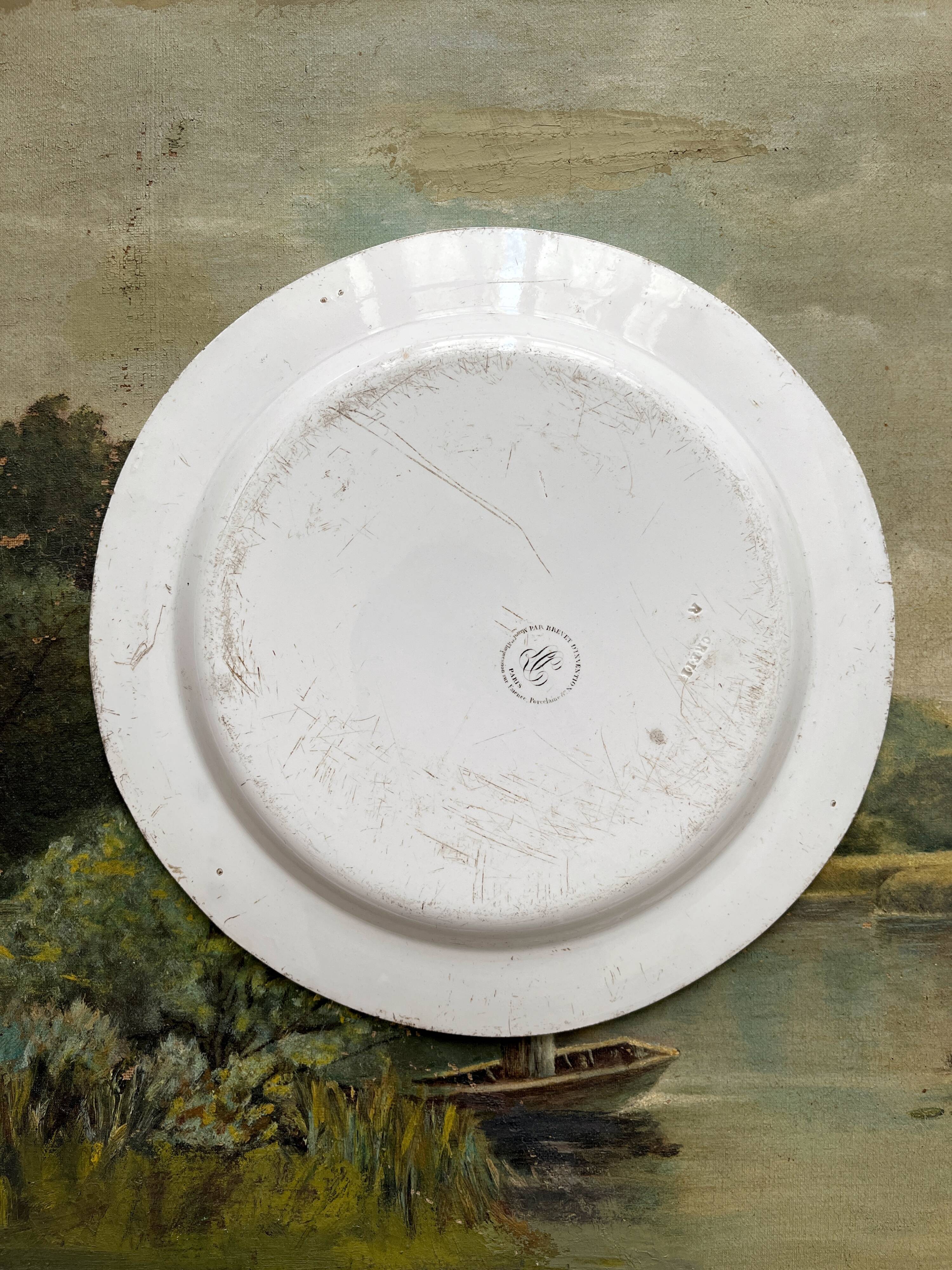 Antique fine earthenware plate "Palais Bourbon" Creil, early 19th century