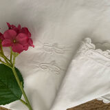 White cotton pillowcase with monogram BC.