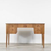 Bureau / Table console en noyer et hêtre Gordon Russell du milieu du siècle. Vintage Mo