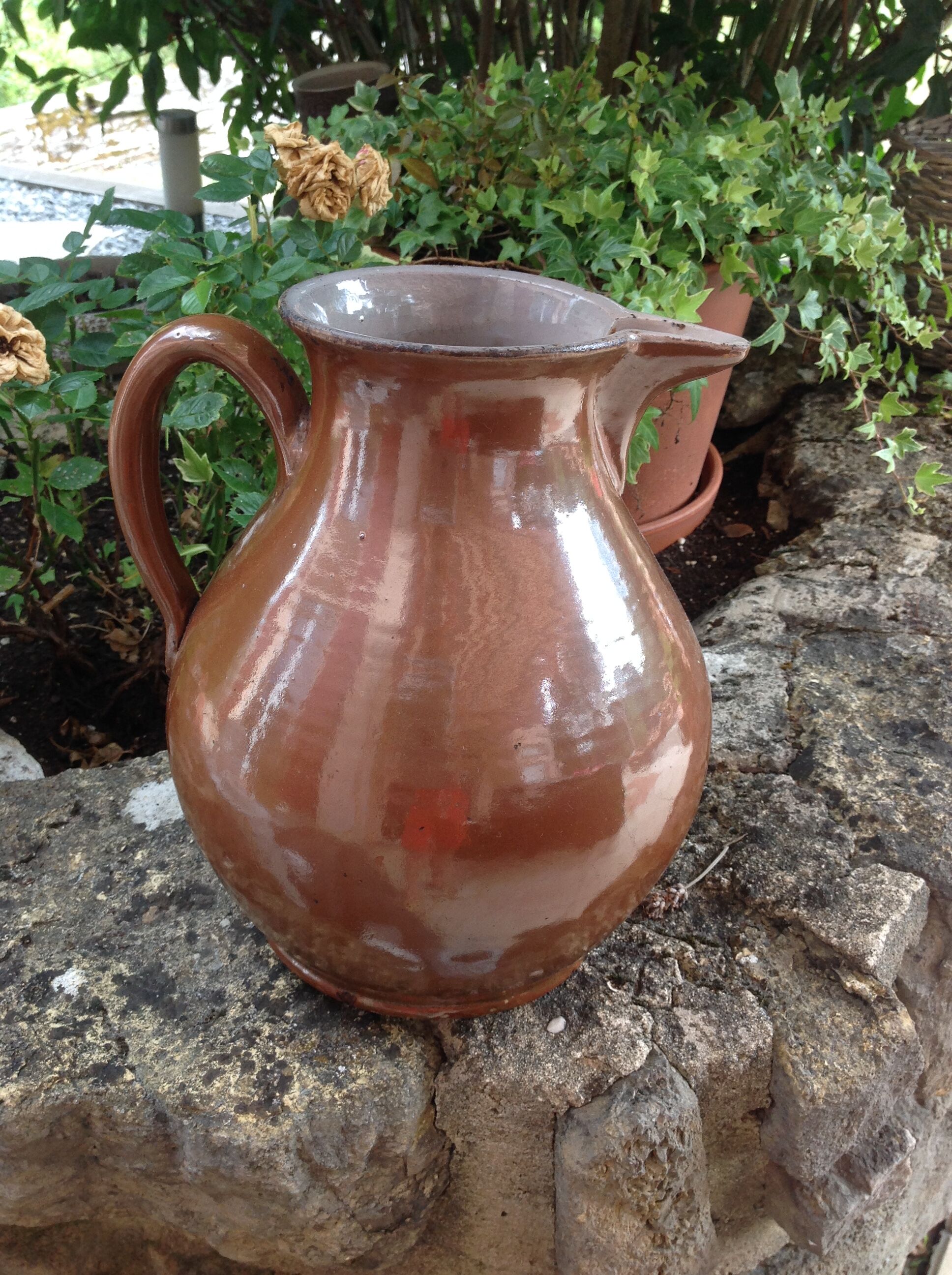 Pitcher brown glazed ceramic ball 60/70 years