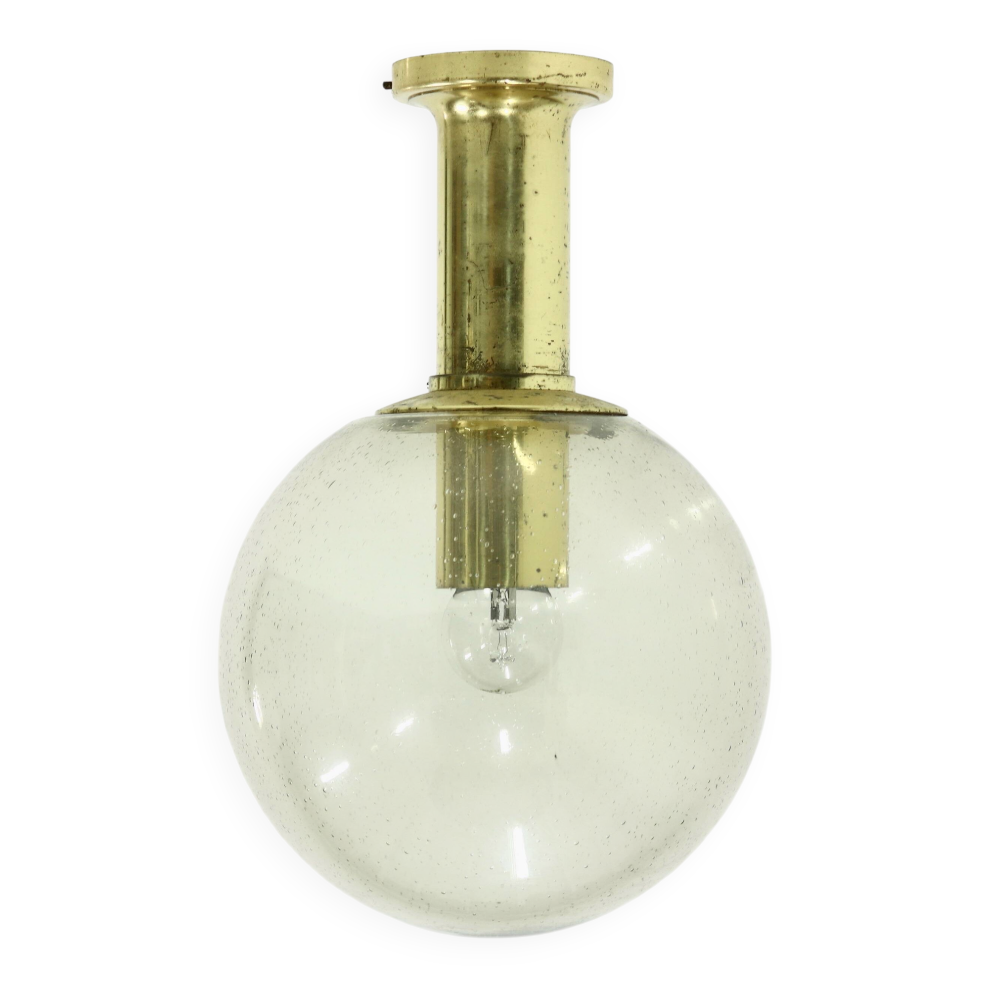 Textured Glass Ceiling Lamp by Glashütte Limburg Germany 1970s