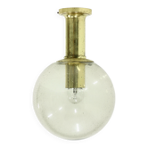 Textured Glass Ceiling Lamp by Glashütte Limburg Germany 1970s