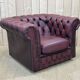 Chesterfield armchair in red leather from the 1980s