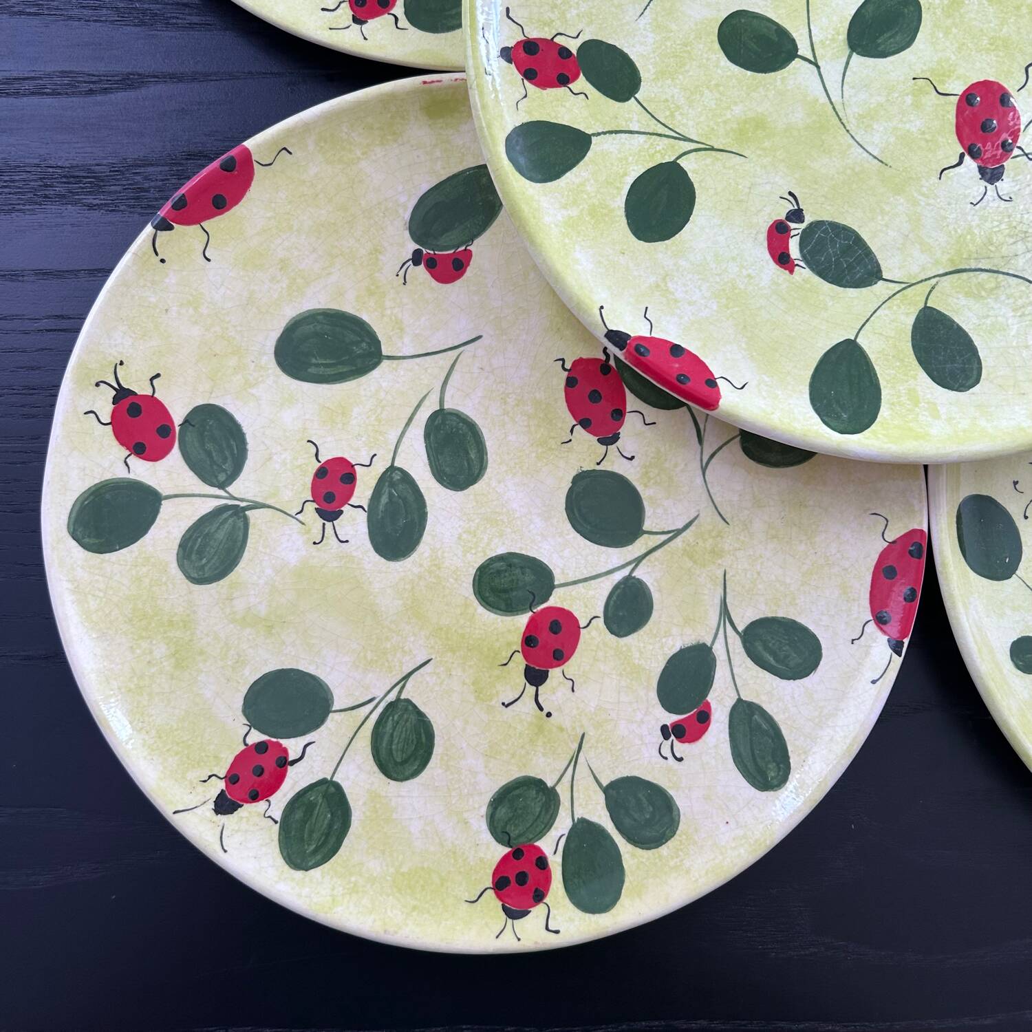 Service de 5 assiettes décor coccinelles
