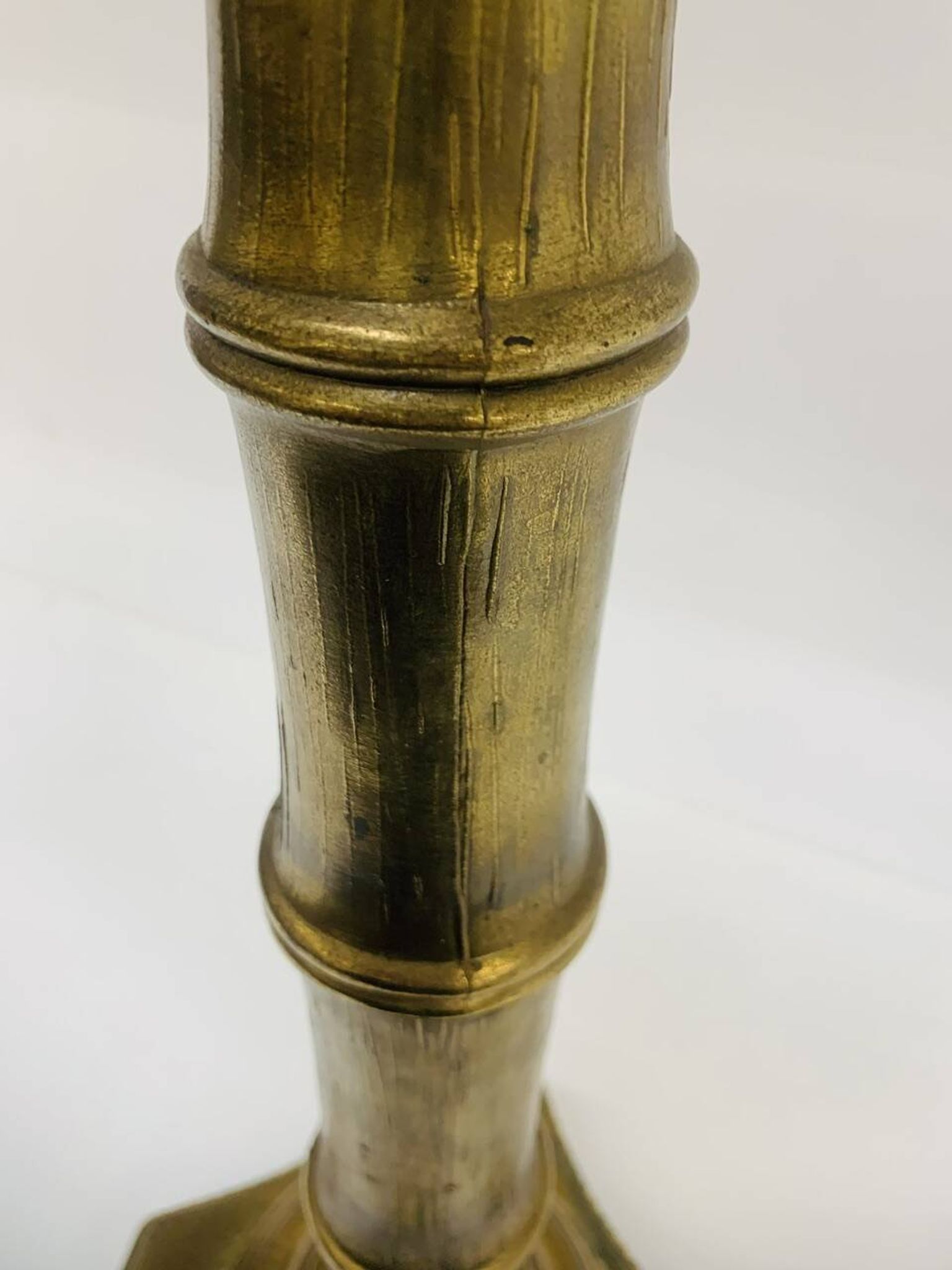 Vintage brass table lamp base in faux bamboo, 1970's