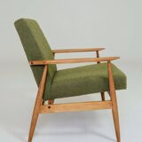 Vintage wild green bouclé armchair design by H.Lis