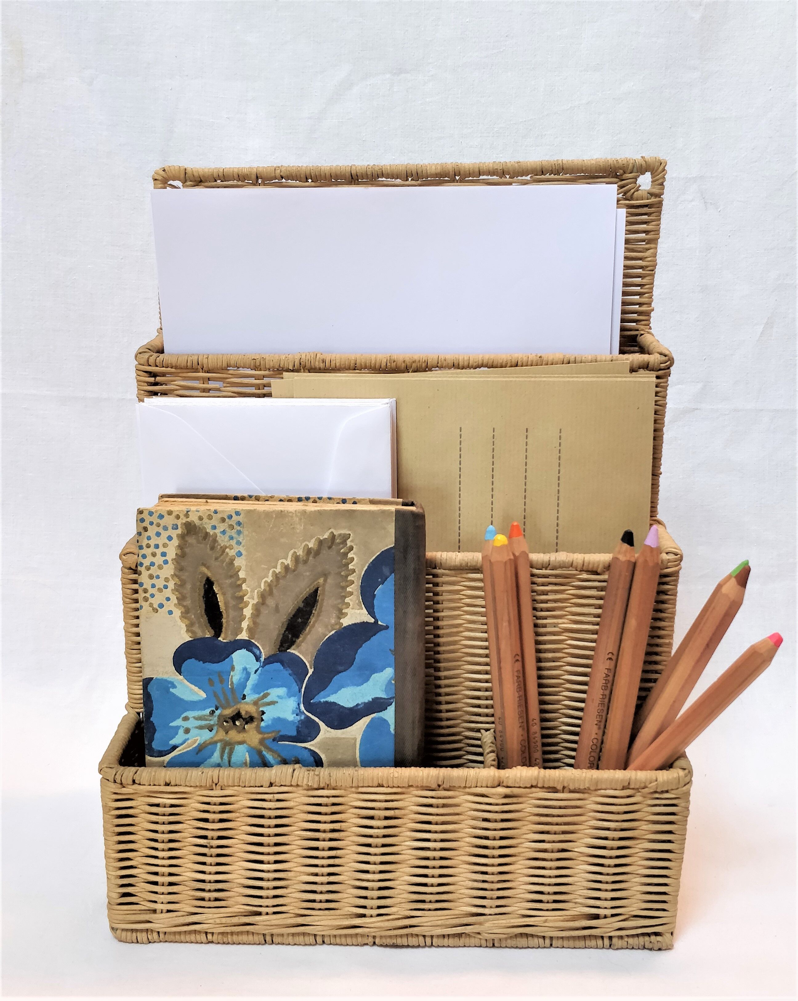 Rattan office organizer