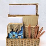 Rattan office organizer