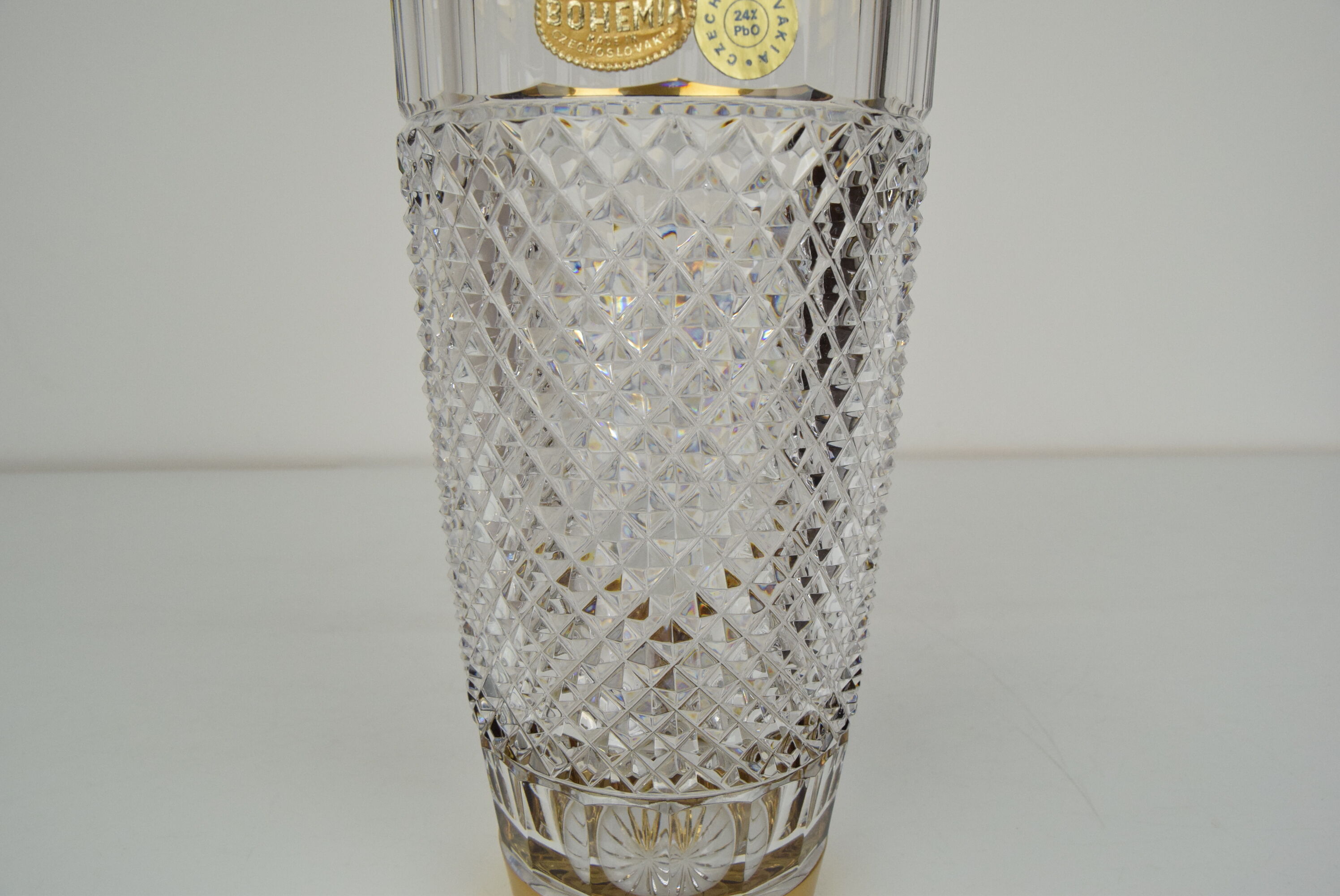 Mid-century glass vase,bohemia crystal,circa 1960's.