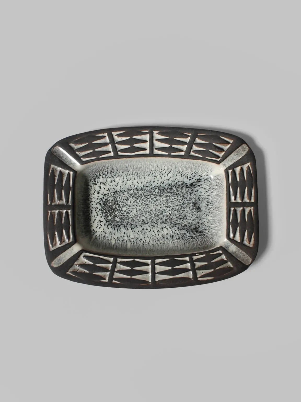 Danish Studio Geometric Charcoal Bowl From Frank Keramik, 1960s