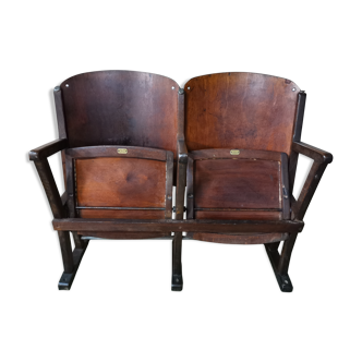 Two-seater strapontin cinema bench 1920 1930
