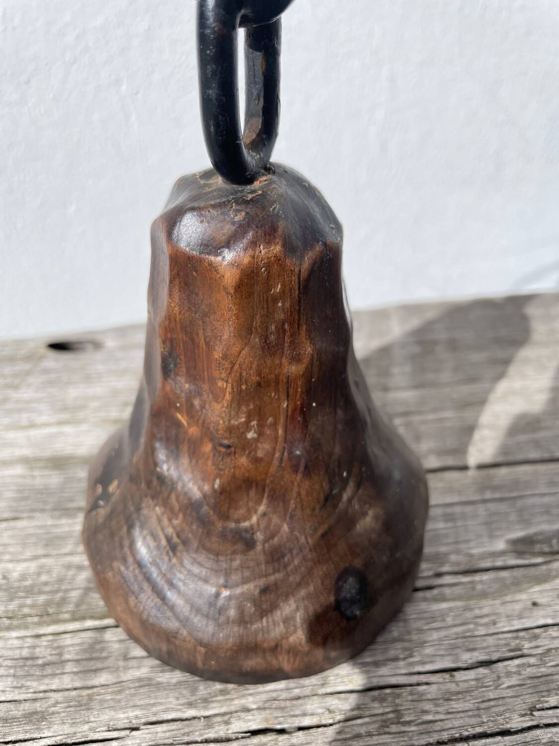 Brutalist wood and metal chain candle holder