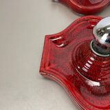 Red ceramic fat lava wall lamps by Hustadt Lights, Germany, 1970s, set of 2