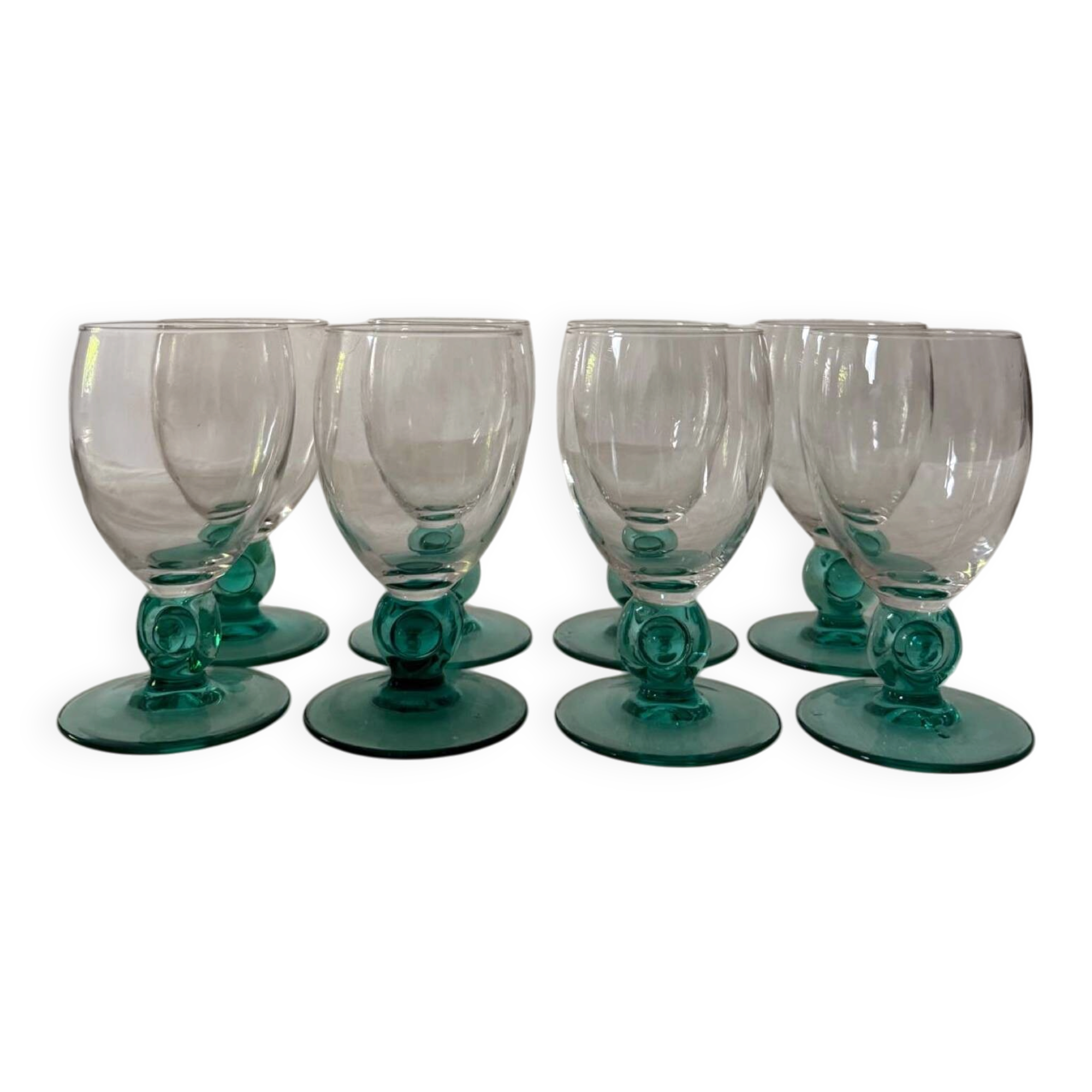 Lot of 8 vintage stemmed glasses