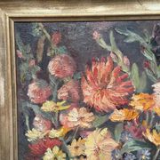 Original Still Life Oil on Canvas “Still Life with Flowers” by F. Wiegand