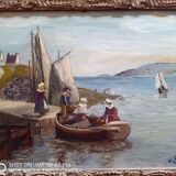 Oil on panel signed ED Géliot - 23 x 33 cm - boat in Brittany