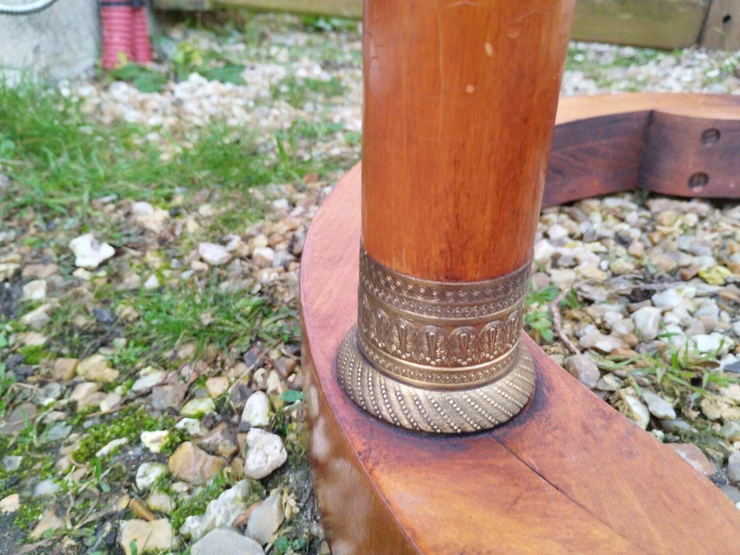Empire style pedestal table with marble top