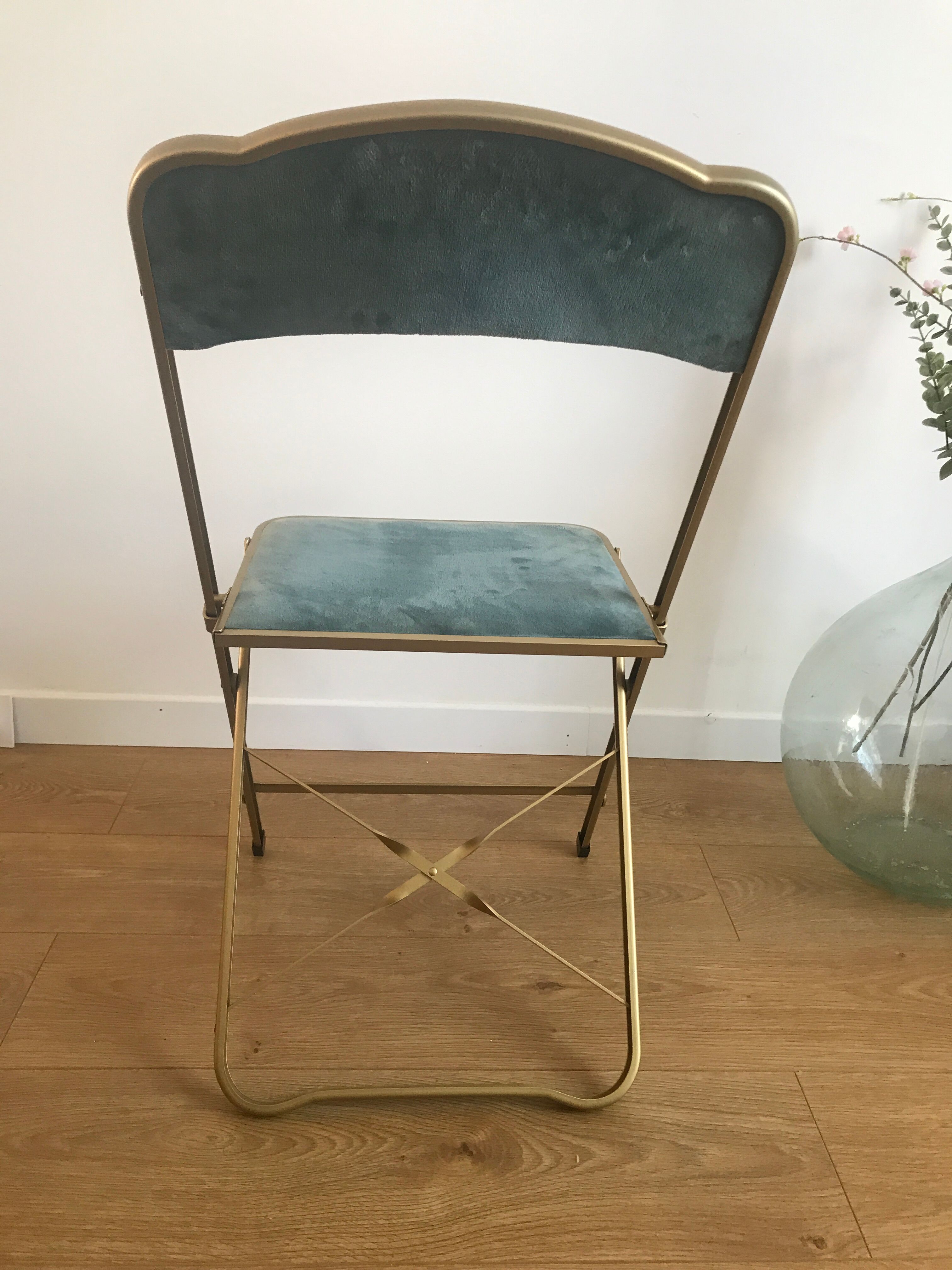 Chaise pliante vintage Chaisor en velours bleu