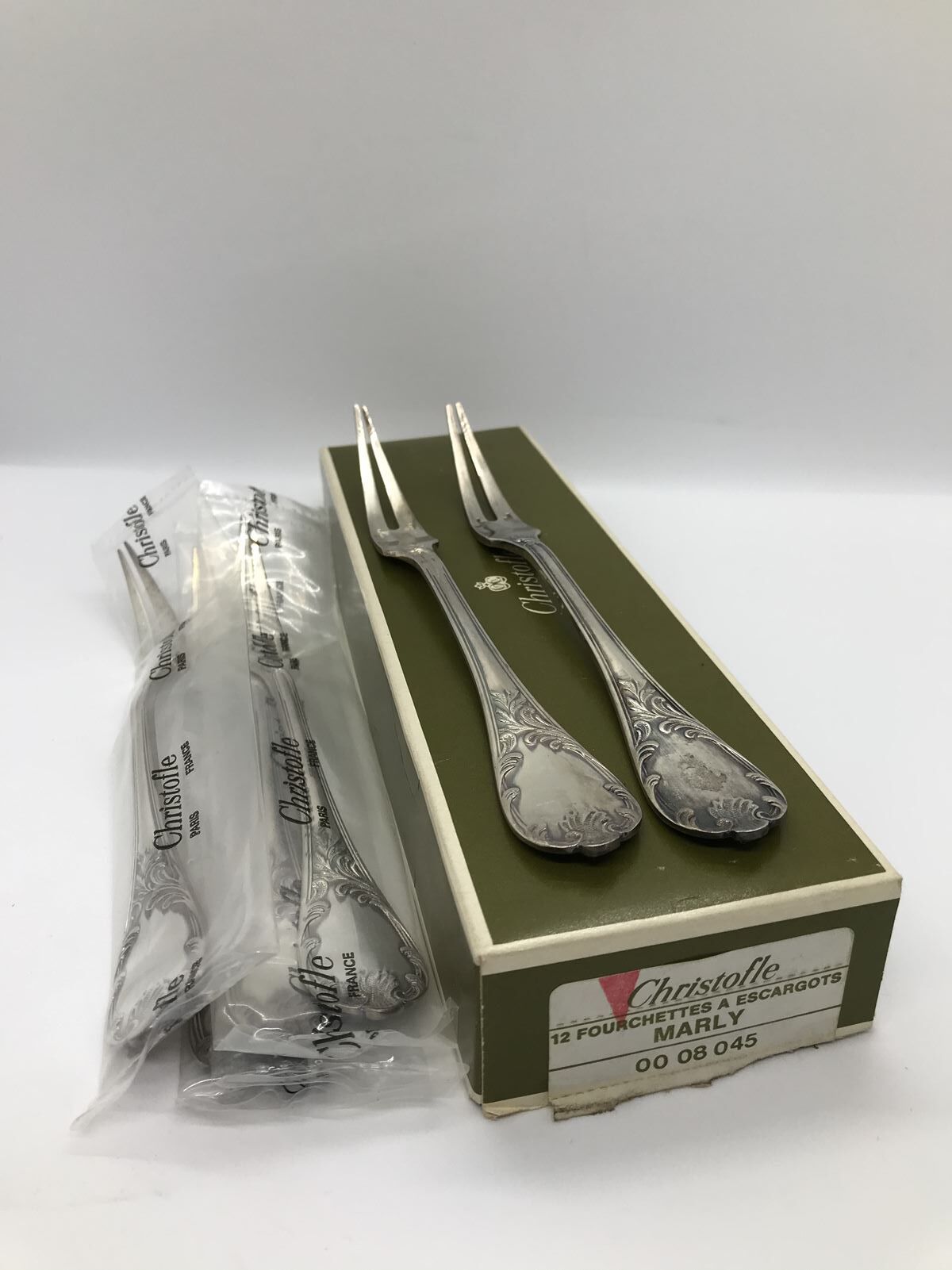 6 Christofle snail forks, Marly model, silver metal